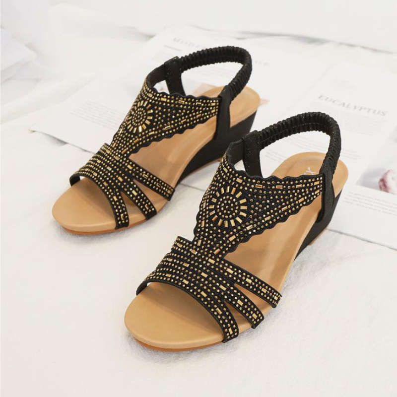 CMF Orthopedic Women Wedge Sandals Rhinestones Vintage Design Summer Beach Sandals