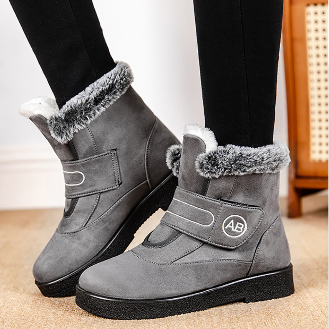 CMF Women Orthopedic Boots Arch-support Warm Thickened Fur Water-resistant Anti-slip Front Velcro
