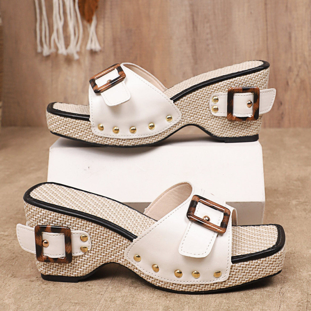 CMF Women Sandals Comfortable PU Leather Platform Wedge Heels Buckle Styles Summer Beach