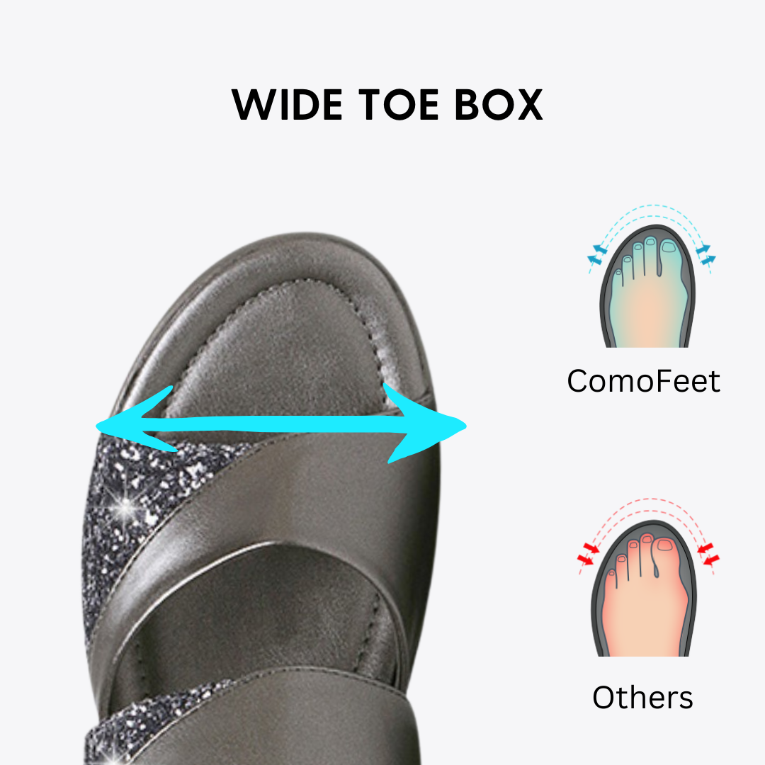 CMF Women Orthopedic Sandals Arch-support Airy Open Toe Slip-on Glitter Design