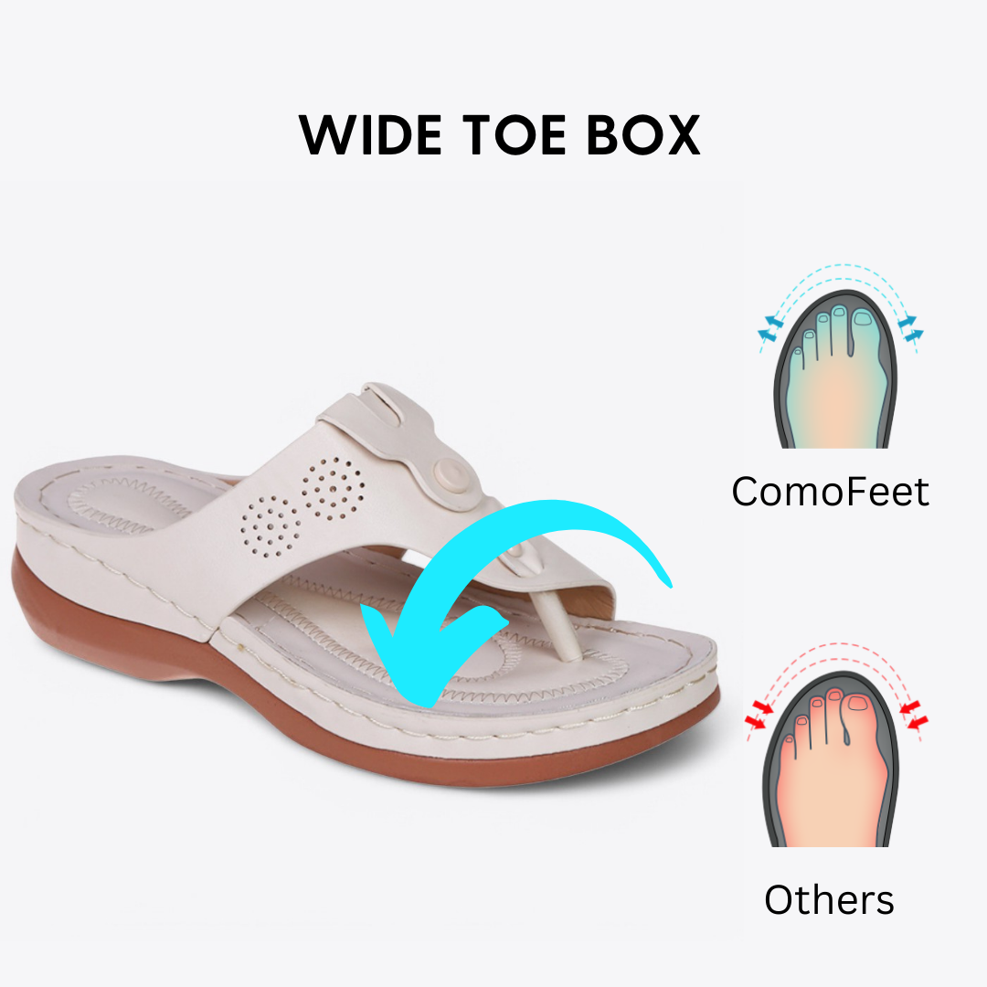 CMF Women Orthopedic Sandals Breathable Waterproof Leather Arch-support Summer Flip-flops