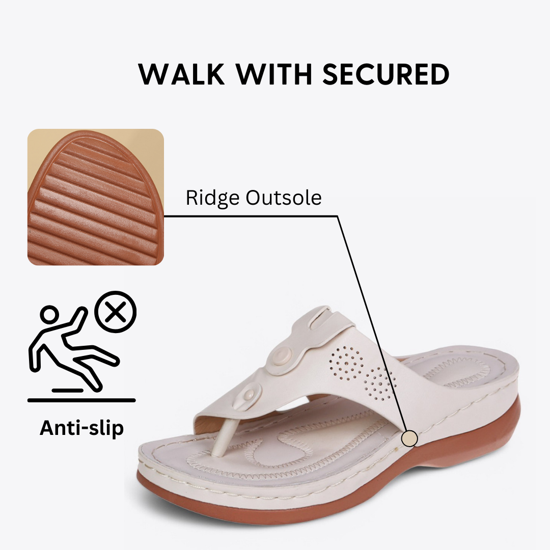 CMF Women Orthopedic Sandals Breathable Waterproof Leather Arch-support Summer Flip-flops