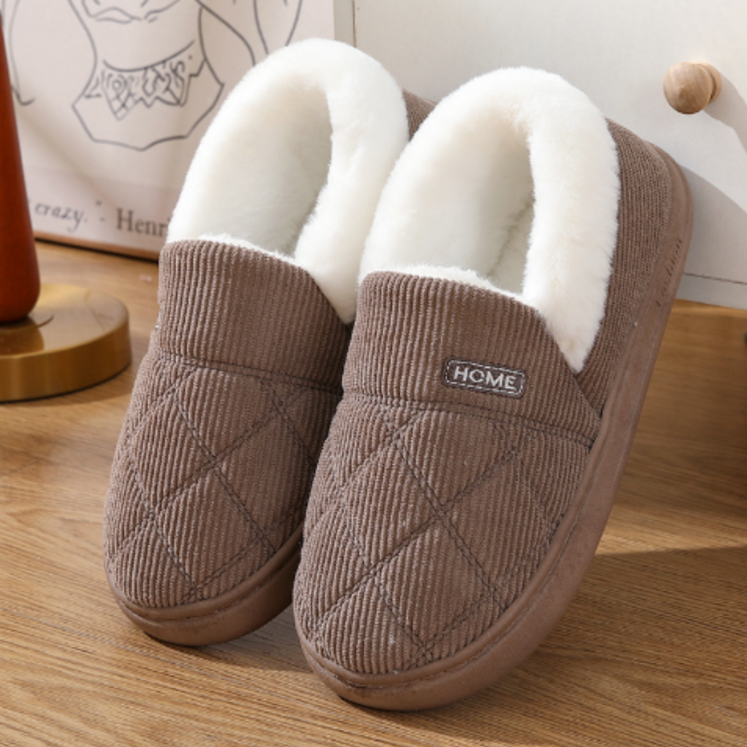 CMF Best Women Indoor Slippers Fluffy Warm Lining Corduroy Anti-skid Winter Walking