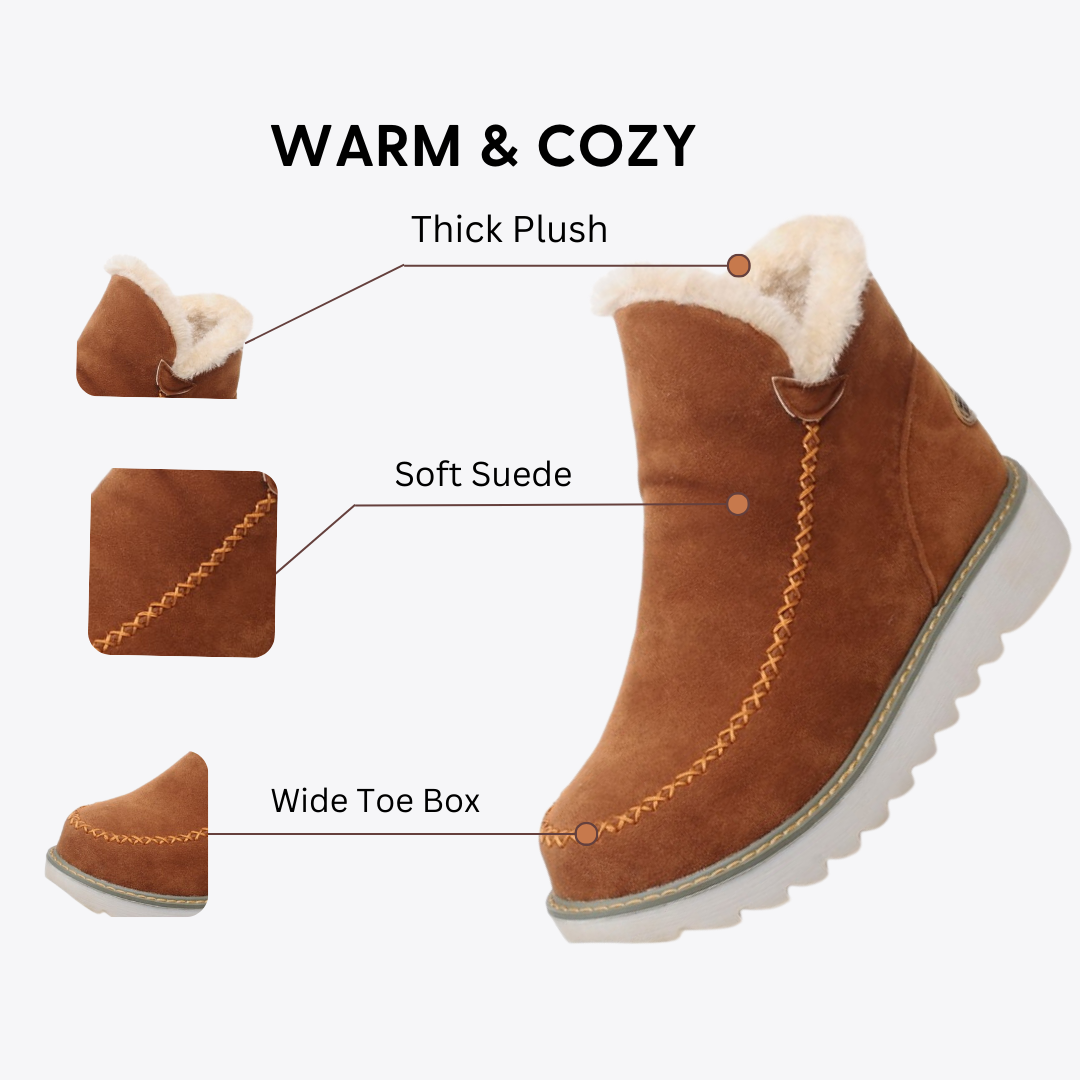CMF Women Orthopedic Winter Boots Arch-support Water-Resistant Warm Plush Leather Anti-skid