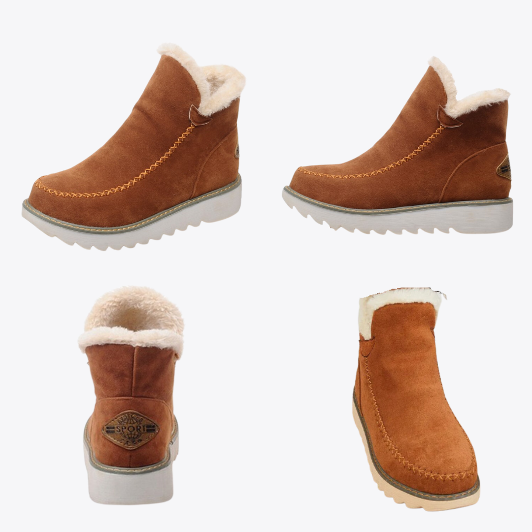 CMF Women Orthopedic Winter Boots Arch-support Water-Resistant Warm Plush Leather Anti-skid