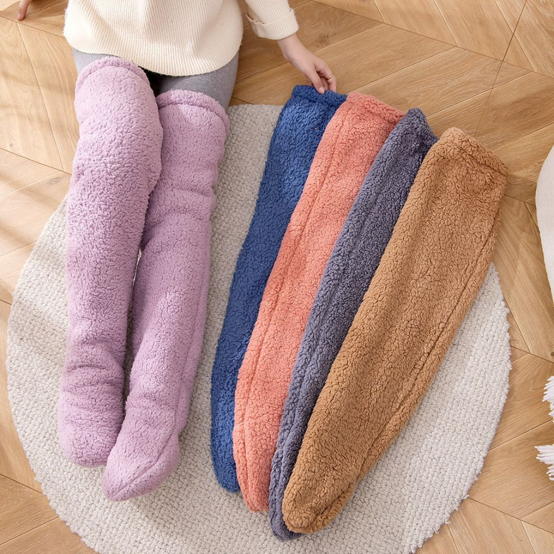 CMF Women Winter Socks Insulated Fleece Lining Open Toe Soft High-calf Walking