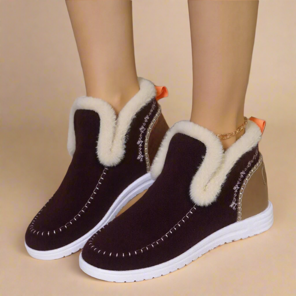 CMF Women Orthopedic Winter Boots Comfortable Arch-support Warm Plushy Non-slip Ankle Walking