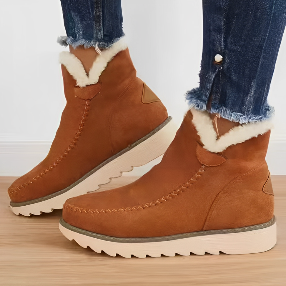 CMF Women Orthopedic Winter Boots Arch-support Water-Resistant Warm Plush Leather Anti-skid