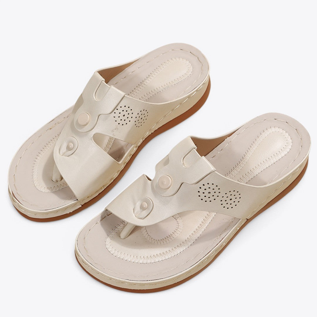 CMF Women Orthopedic Sandals Breathable Waterproof Leather Arch-support Summer Flip-flops