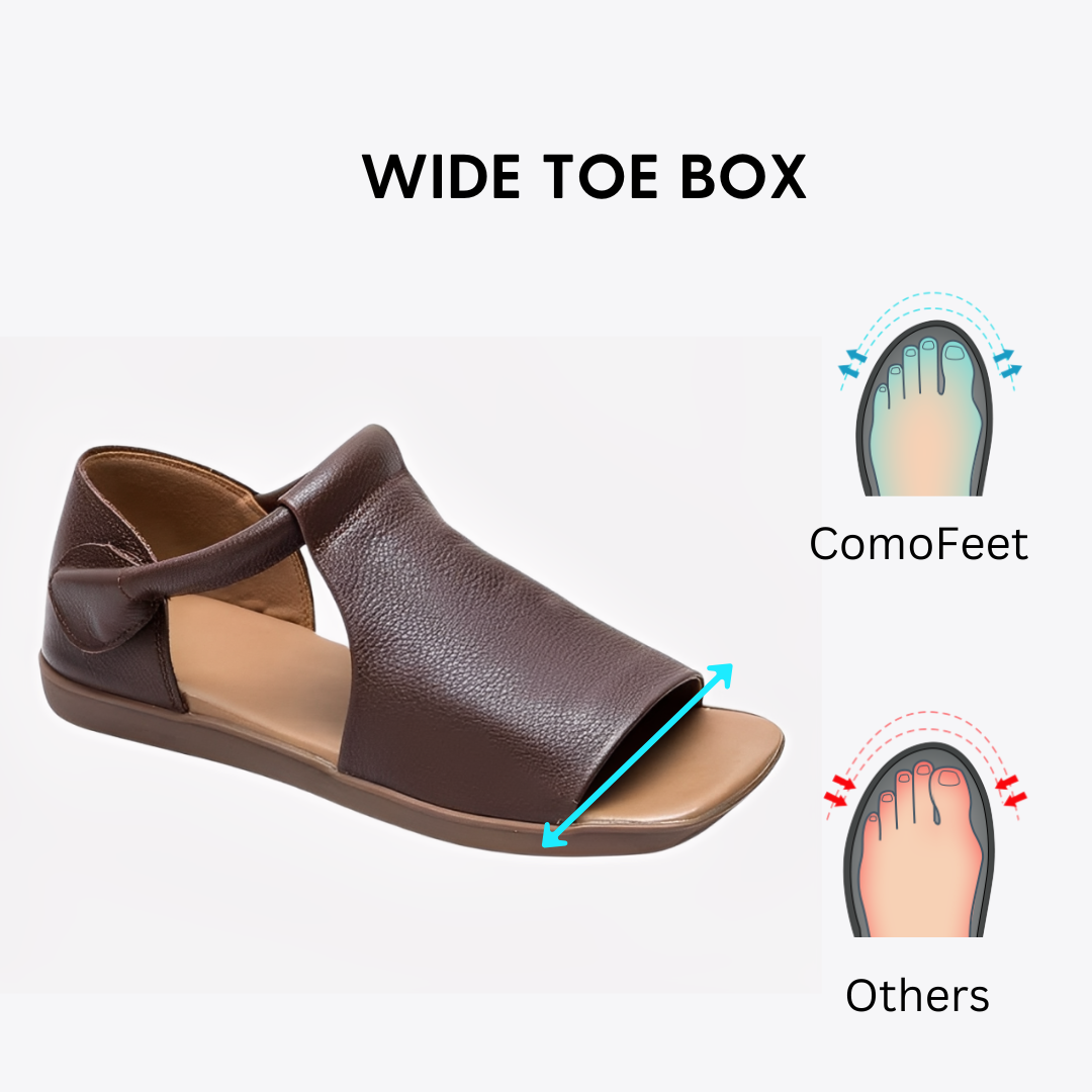 CMF Women Sandals Comfortable Open-toe Leather Summer Velcro Flat Walking Modern Design