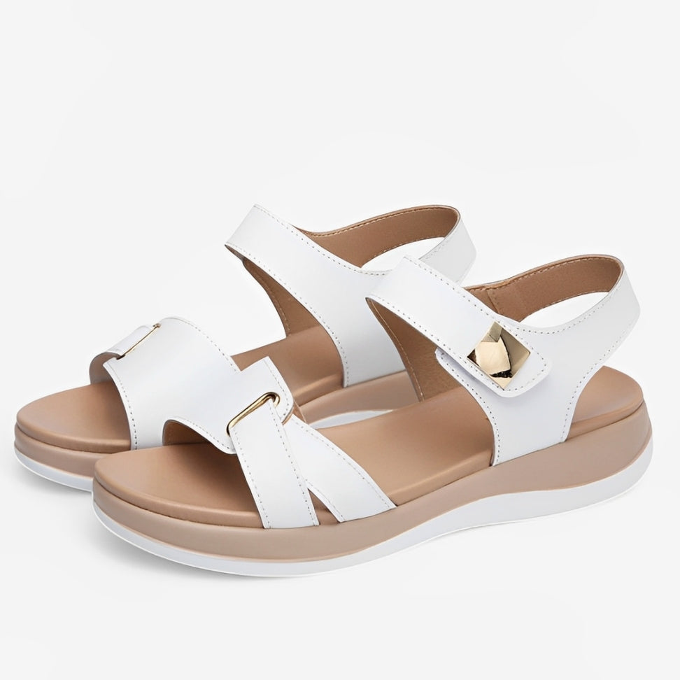 CMF Women Orthopedic Sandals Arch-support Ventilated Leather Waterpoof Velcro Summer