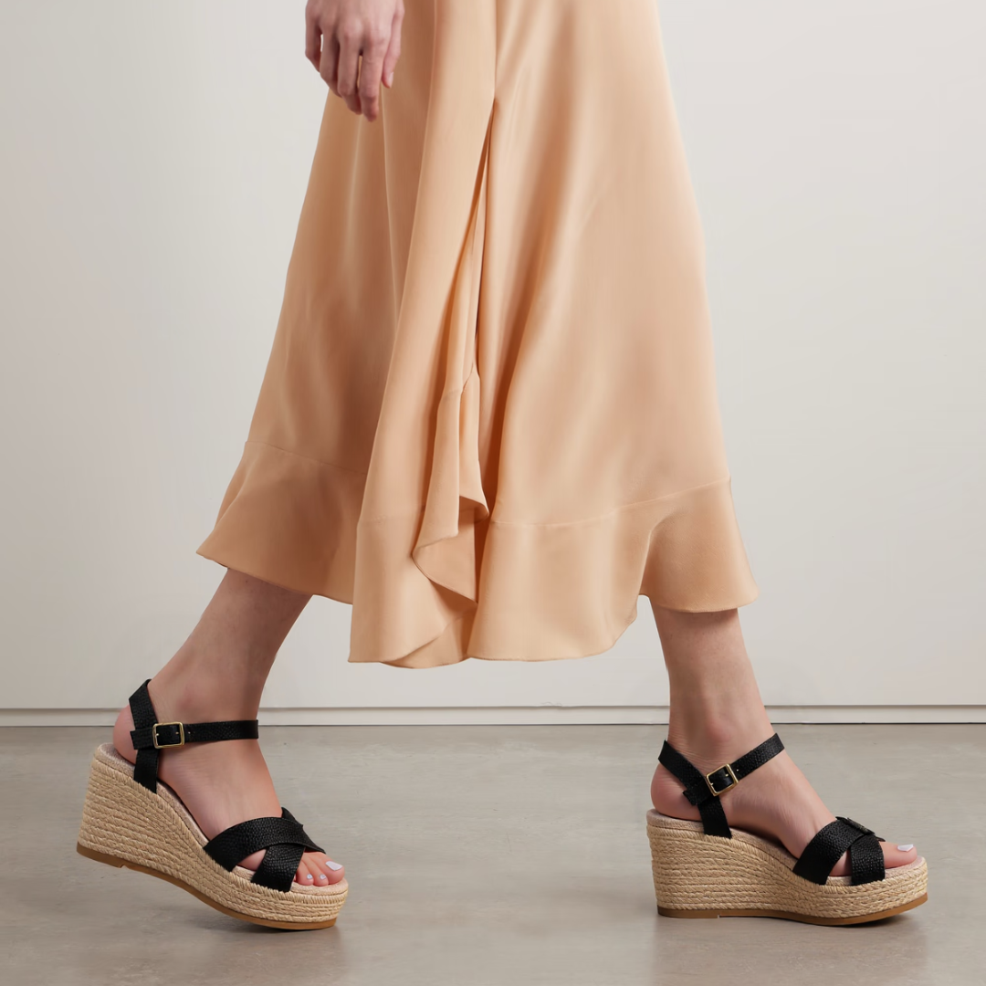 CMF Women Wedge Sandals Arch-support Comfortable Canvas Cross-strap Buckle Elegant Summer