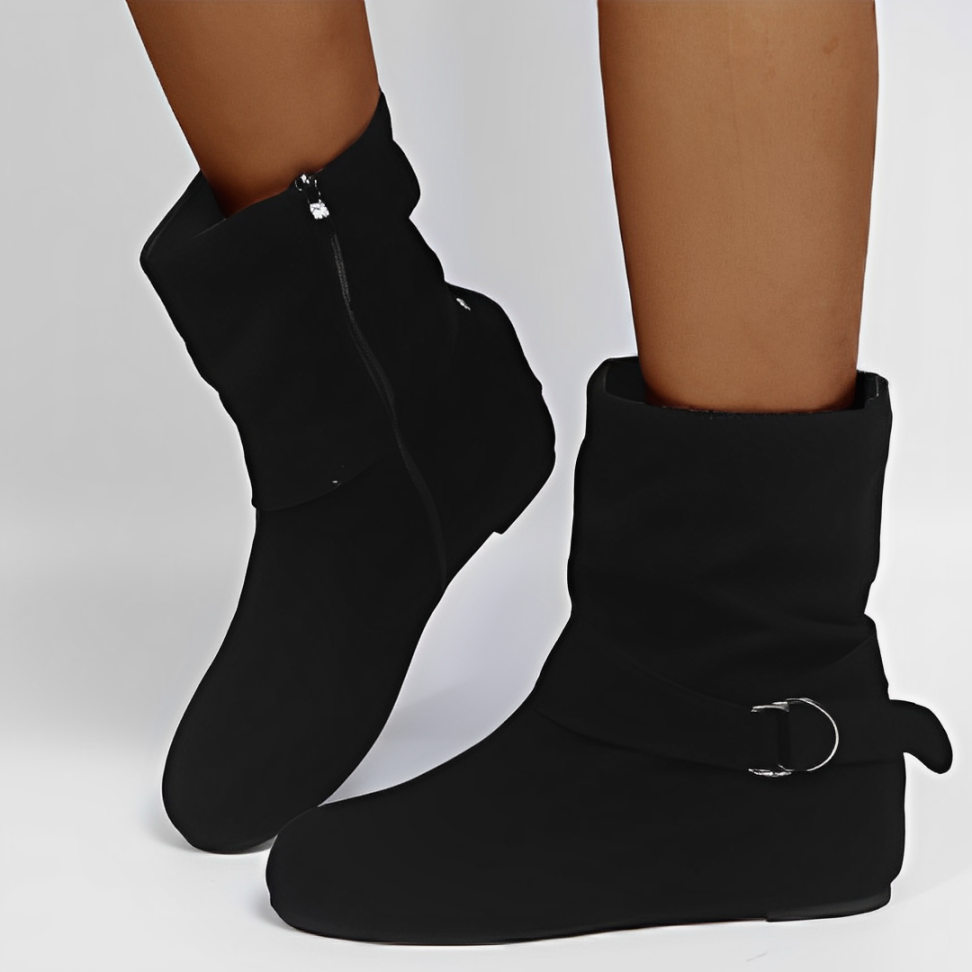 CMF Women Orthopedic Winter Boots Suede Comfortable Side Zipper Non-slip Casual Walking Slouchy