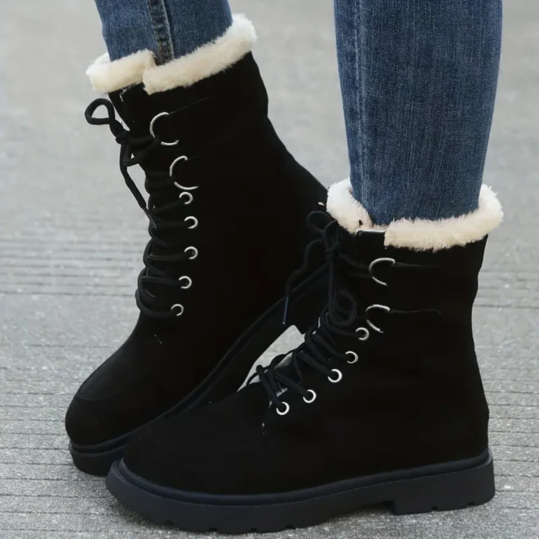 CMF Women Orthopedic Boots Comfortable Mid-calf Fur Suede Warm Winter