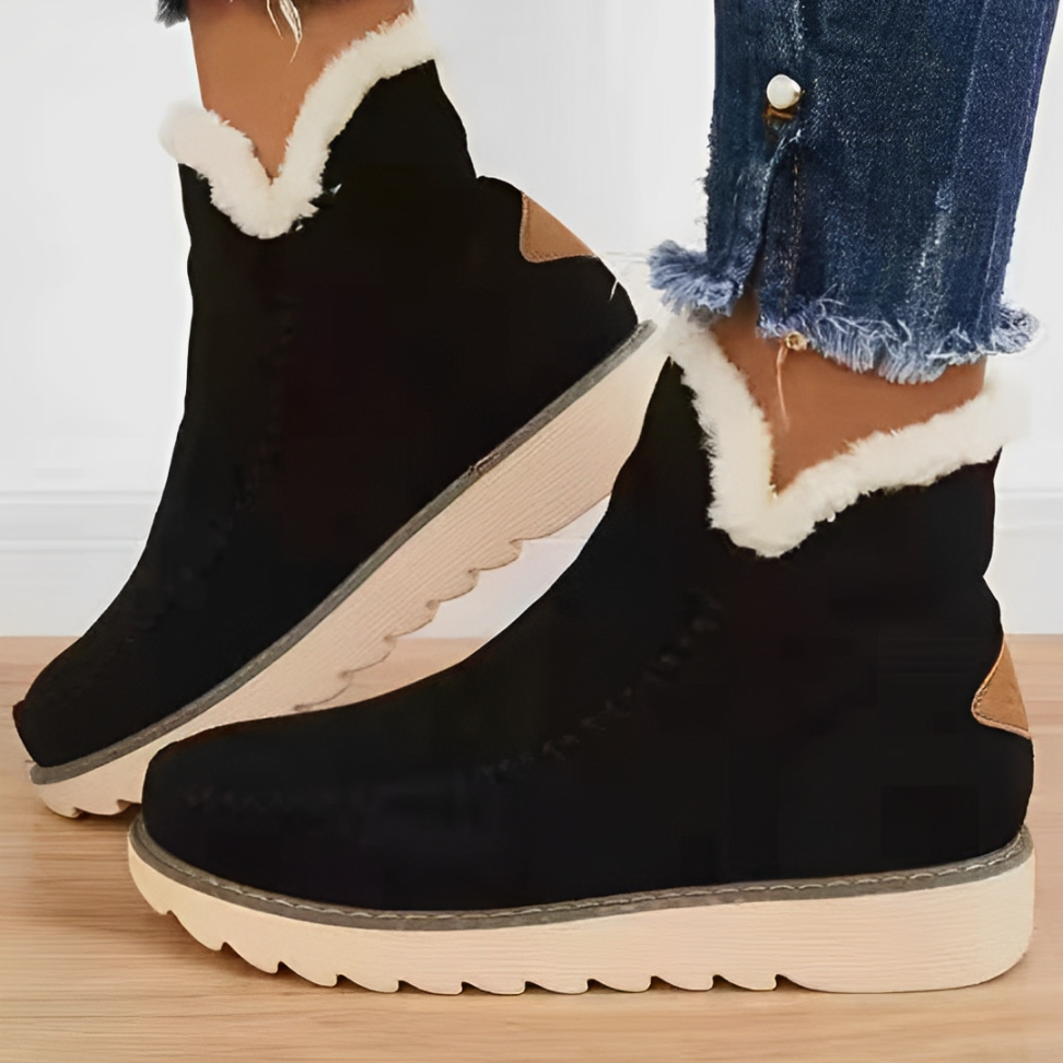 CMF Women Orthopedic Winter Boots Arch-support Water-Resistant Warm Plush Leather Anti-skid