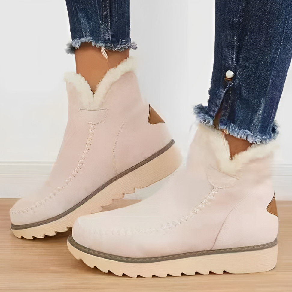 CMF Women Orthopedic Winter Boots Arch-support Water-Resistant Warm Plush Leather Anti-skid