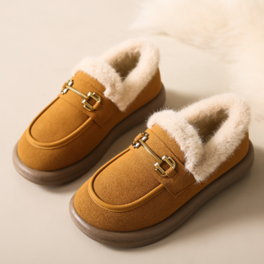 CMF Women Winter Slippers Thermal Plush Water-resistant Suede Anti-slip New Styles Indoor Loafers