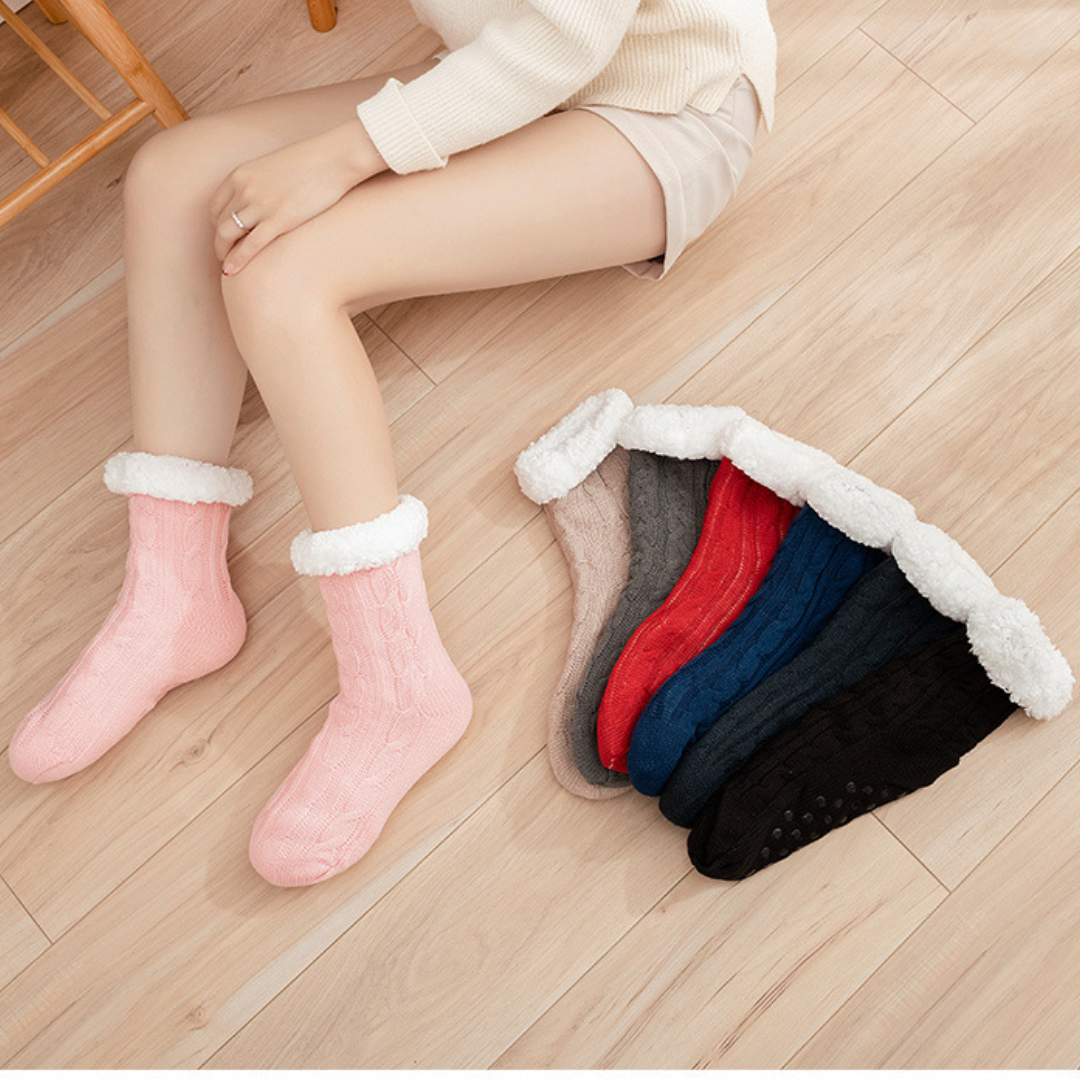 CMF Women Thermal Socks Double Thickness Soft Warm Fleece Anti-slip Mid-calf Winter Stockings