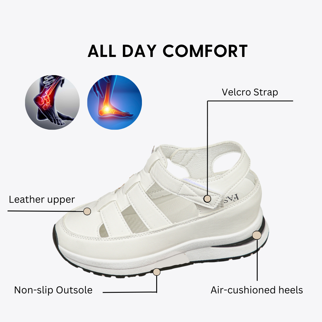 CMF Women Orthopedic Sandals Arch Support Comfortable Thick-soled Hollow-out Height Increasing Air Cushion Velcro Summer