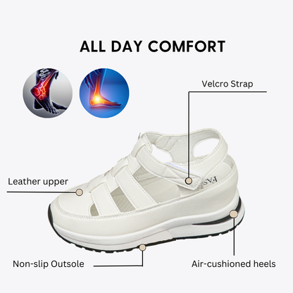 CMF Women Orthopedic Sandals Arch Support Comfortable Thick-soled Hollow-out Height Increasing Air Cushion Velcro Summer