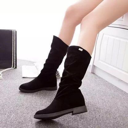 CMF Women Suede Mid Calf High Boots Warm Winter Comfortable Arch Support Boots