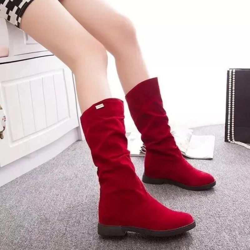 CMF Women Suede Mid Calf High Boots Warm Winter Comfortable Arch Support Boots