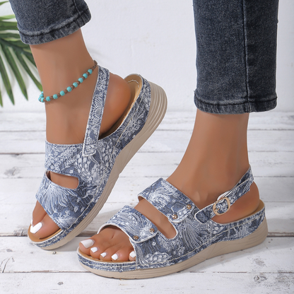 CMF Orthopedic Women Sandals Floral Soft Sole Comfortable Buckle Straps Retro Summer