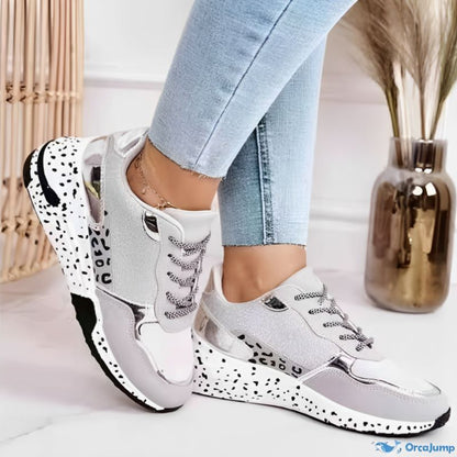 CMF Women Orthopedic Wedge Sneakers Leopard Print Impact-resistant Stylish Casual Shoes