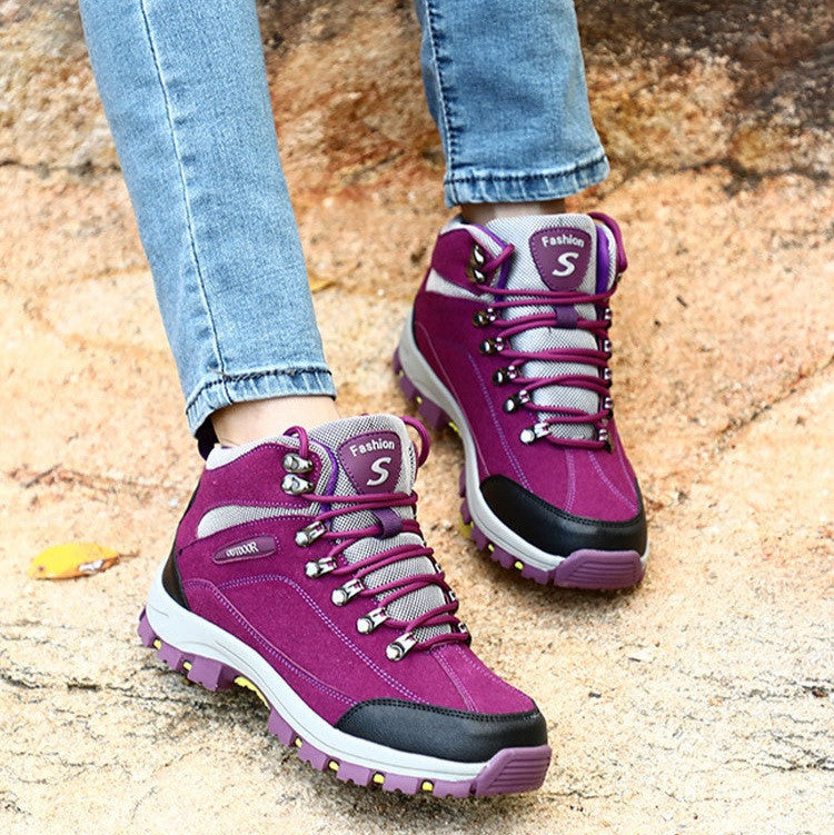 CMF Orthopedic Plush Lace Up Stable Sole Weatherproof Snow Hiking Shoes for Women