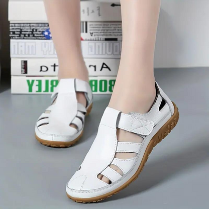 CMF Orthopedic Women Sandals Soft Leather Breathable Ankle Strap Hollow out Gladiator Sandals