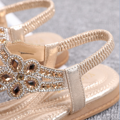 CMF Orthopedic Women Wedge Sandals Floral Crystal Flat Heeled Clip Toe Beach Sandals
