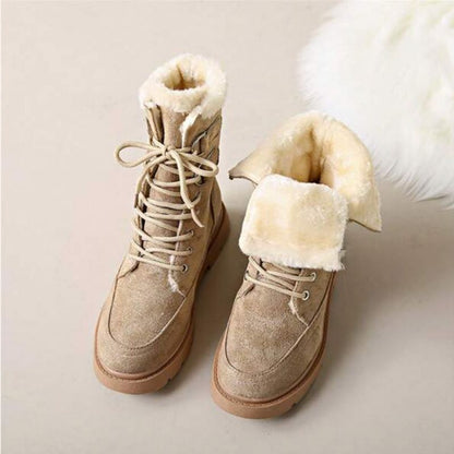 CMF Orthopedic Women Boots Mid-calf Fur Inside Boots Suede Warm Winter