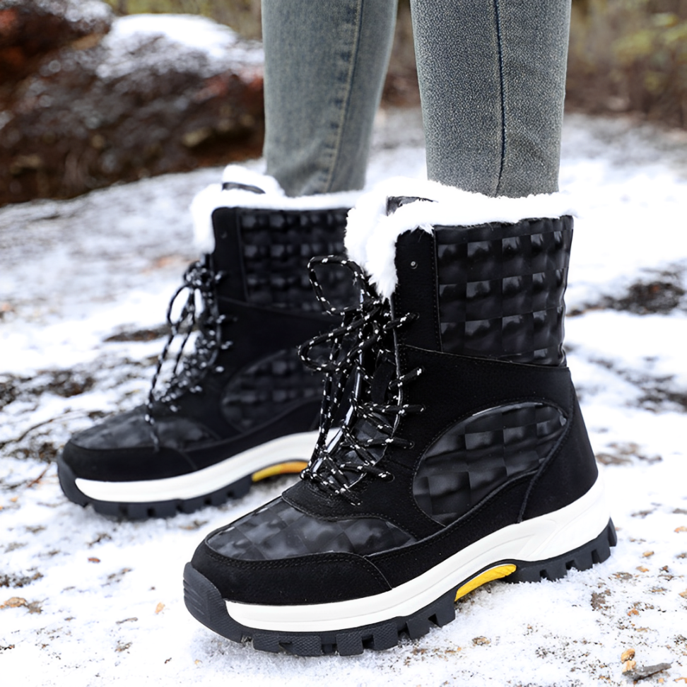 CMF Women Orthopedic Snow Boots Waterproof Arch-support Plushy Warm Anti-slip Chunky Winter Design