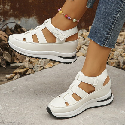CMF Women Orthopedic Sandals Arch Support Comfortable Thick-soled Hollow-out Height Increasing Air Cushion Velcro Summer