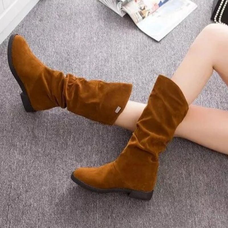 CMF Women Suede Mid Calf High Boots Warm Winter Comfortable Arch Support Boots