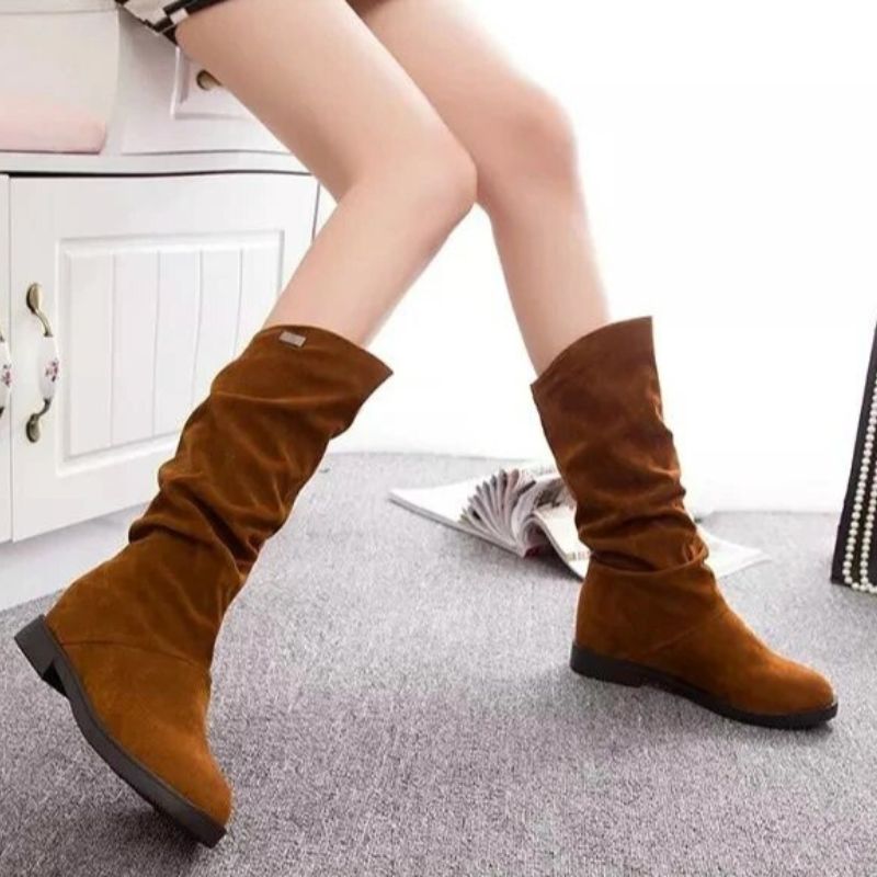 CMF Women Suede Mid Calf High Boots Warm Winter Comfortable Arch Support Boots