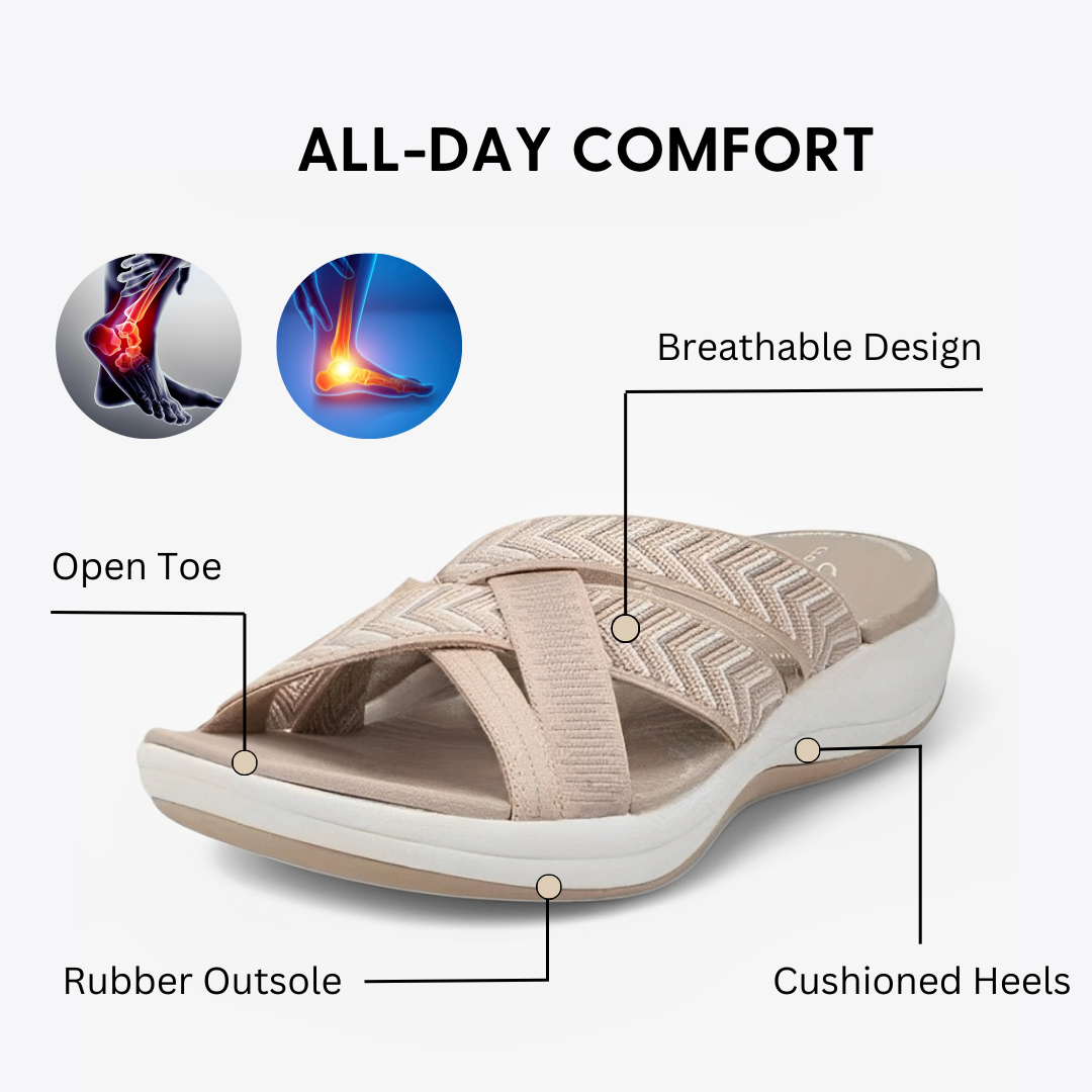 CMF Women Orthopedic Slippers Arch-support Breathable Open Toe Cross-strap Beach Summer Trendy