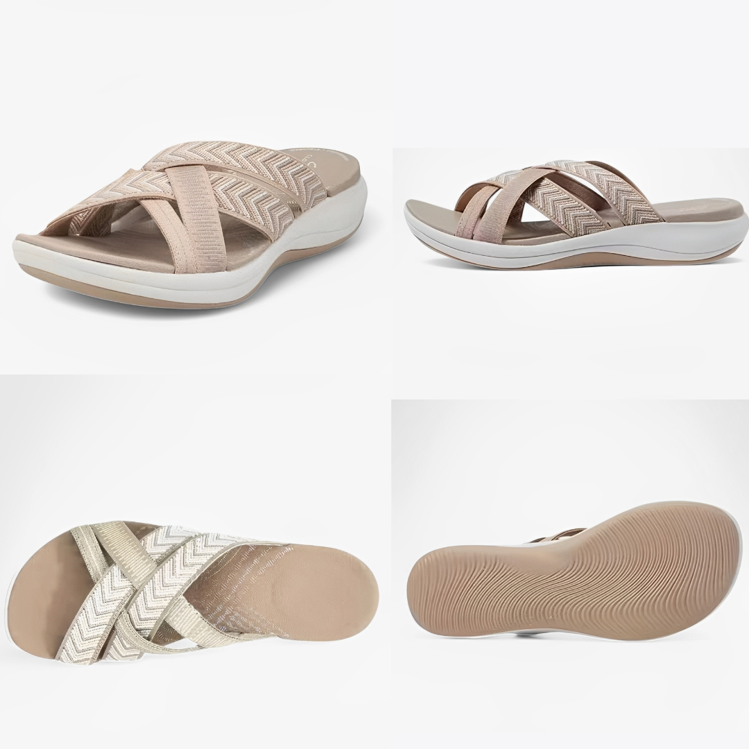 CMF Women Orthopedic Slippers Arch-support Breathable Open Toe Cross-strap Beach Summer Trendy