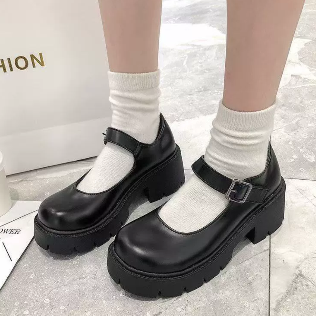 CMF Women Shoes Comfortable Mary Jane Platform Leather Buckle Elegance Walking