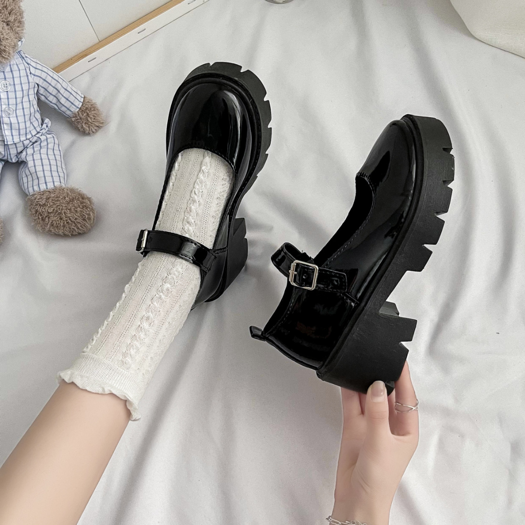 CMF Women Shoes Comfortable Mary Jane Platform Leather Buckle Elegance Walking