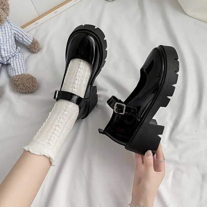 CMF Women Shoes Comfortable Mary Jane Platform Leather Buckle Elegance Walking