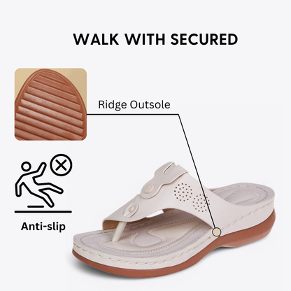 CMF Women Orthopedic Sandals Breathable Waterproof Leather Arch-support Summer Flip-flops
