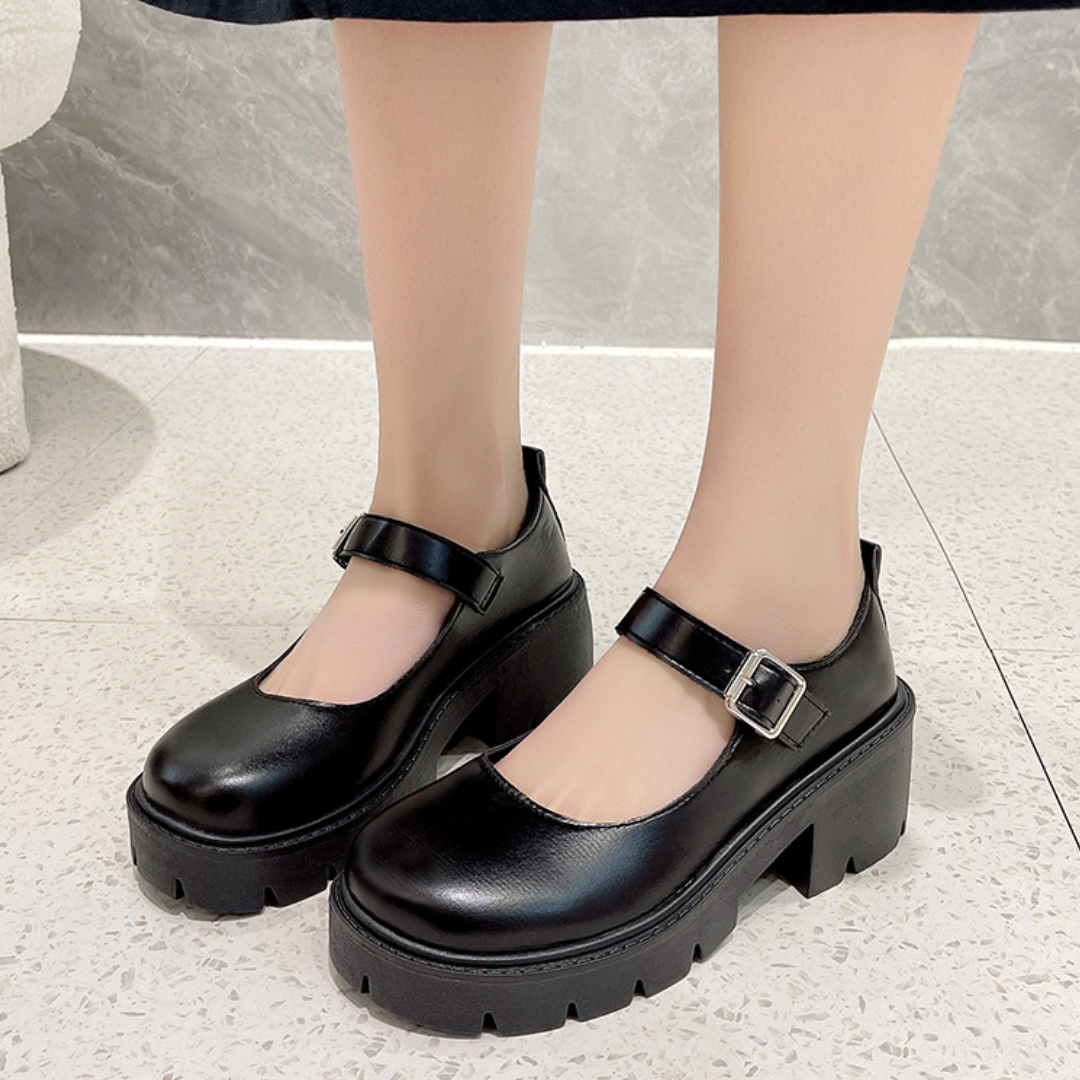 CMF Women Shoes Comfortable Mary Jane Platform Leather Buckle Elegance Walking