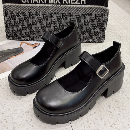 CMF Women Shoes Comfortable Mary Jane Platform Leather Buckle Elegance Walking
