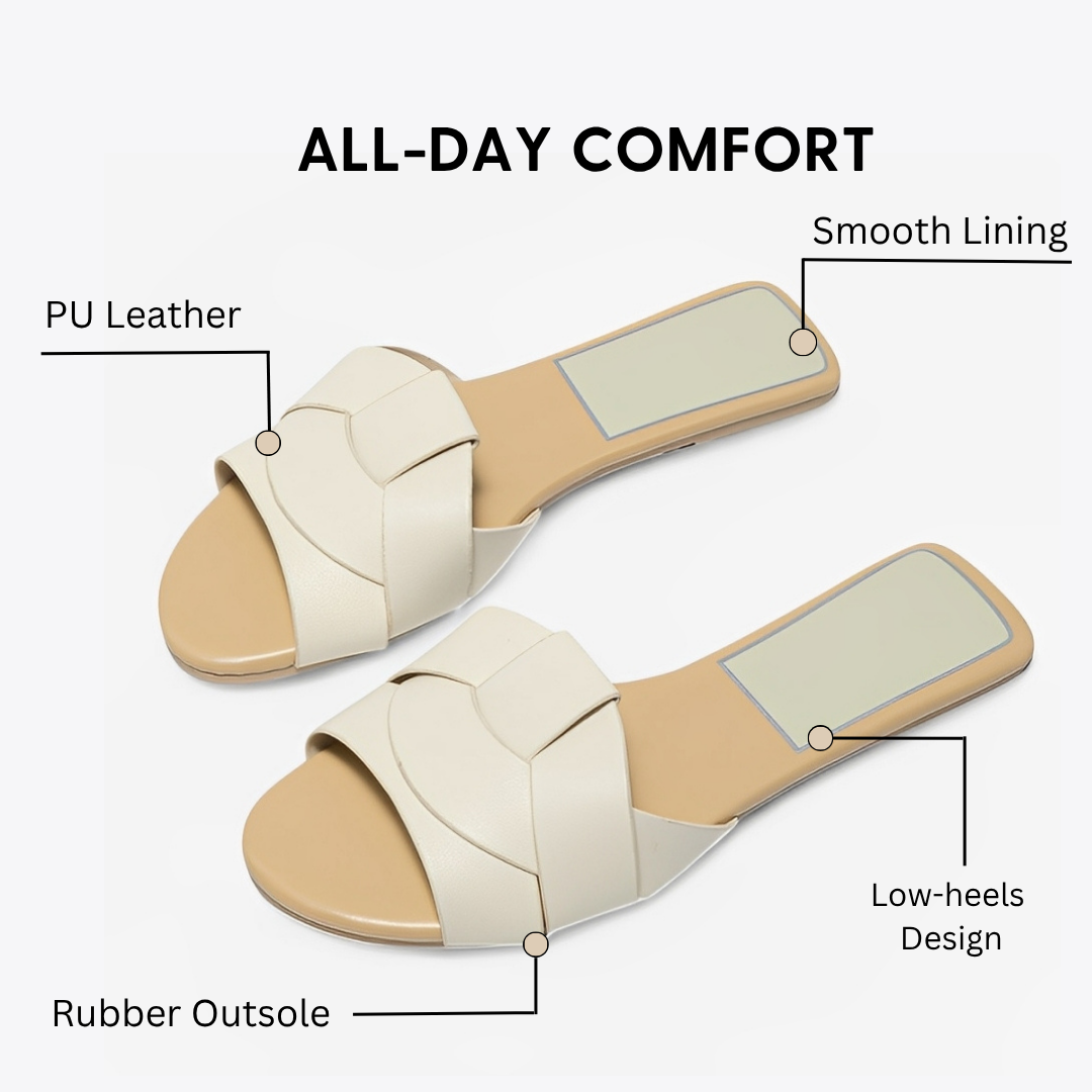 CMF Women Side Sandals Comfortable PU Leather Trend Elegant Flat Casual Summer