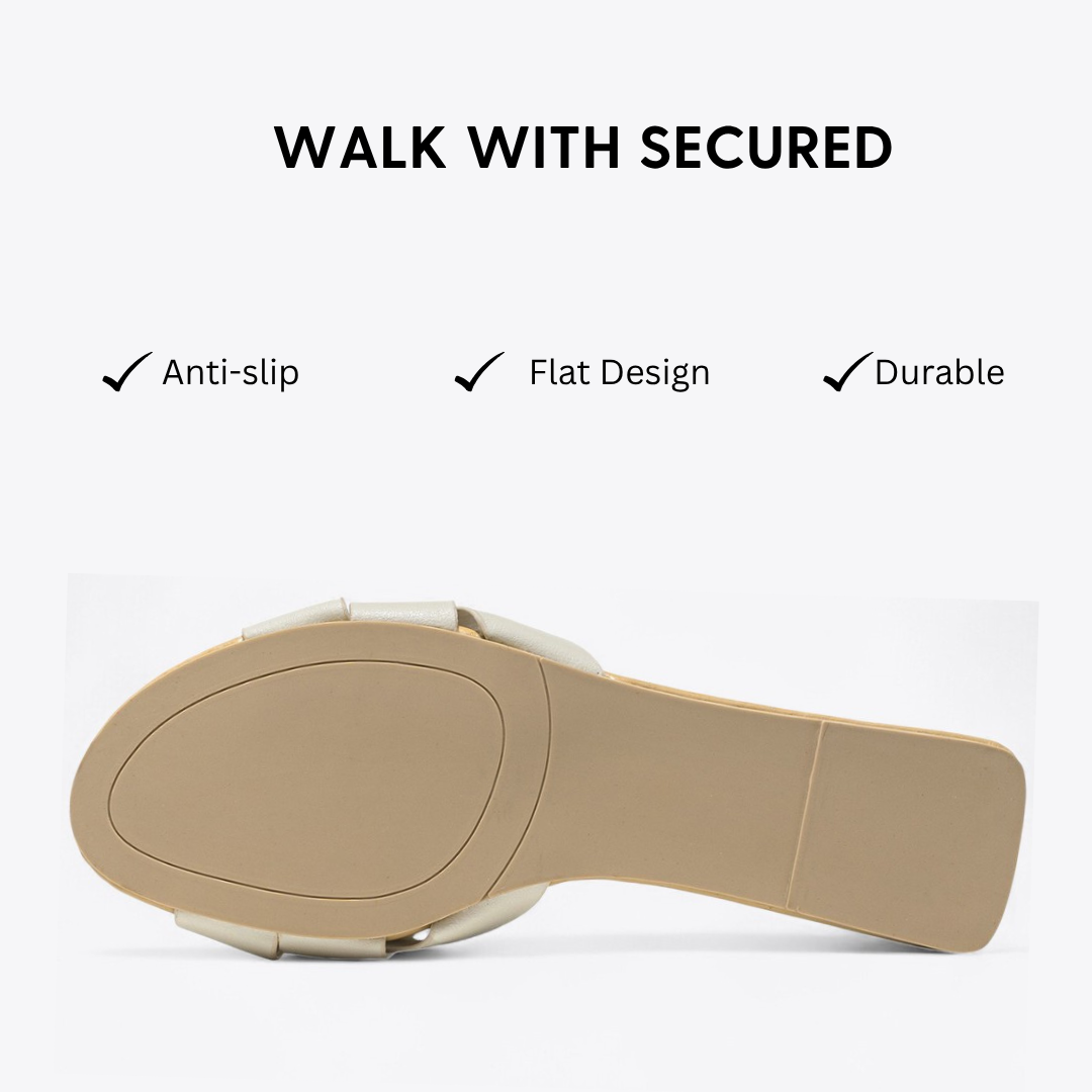 CMF Women Side Sandals Comfortable PU Leather Trend Elegant Flat Casual Summer