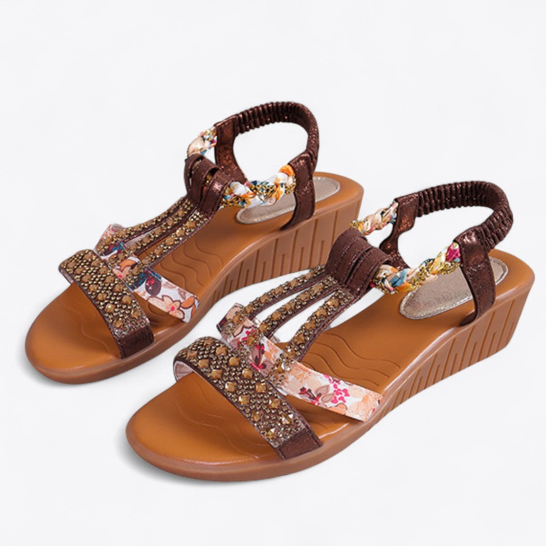 CMF Women Wedge Sandals Comfortable Platform Rhinestone Elastic Strap – Comofeet CMF Women Wedge Sandals Comfortable Platform Rhinestone Elastic Strap – Comofeet