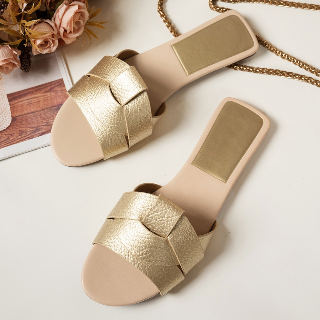 CMF Women Side Sandals Comfortable PU Leather Trend Elegant Flat Casual Summer