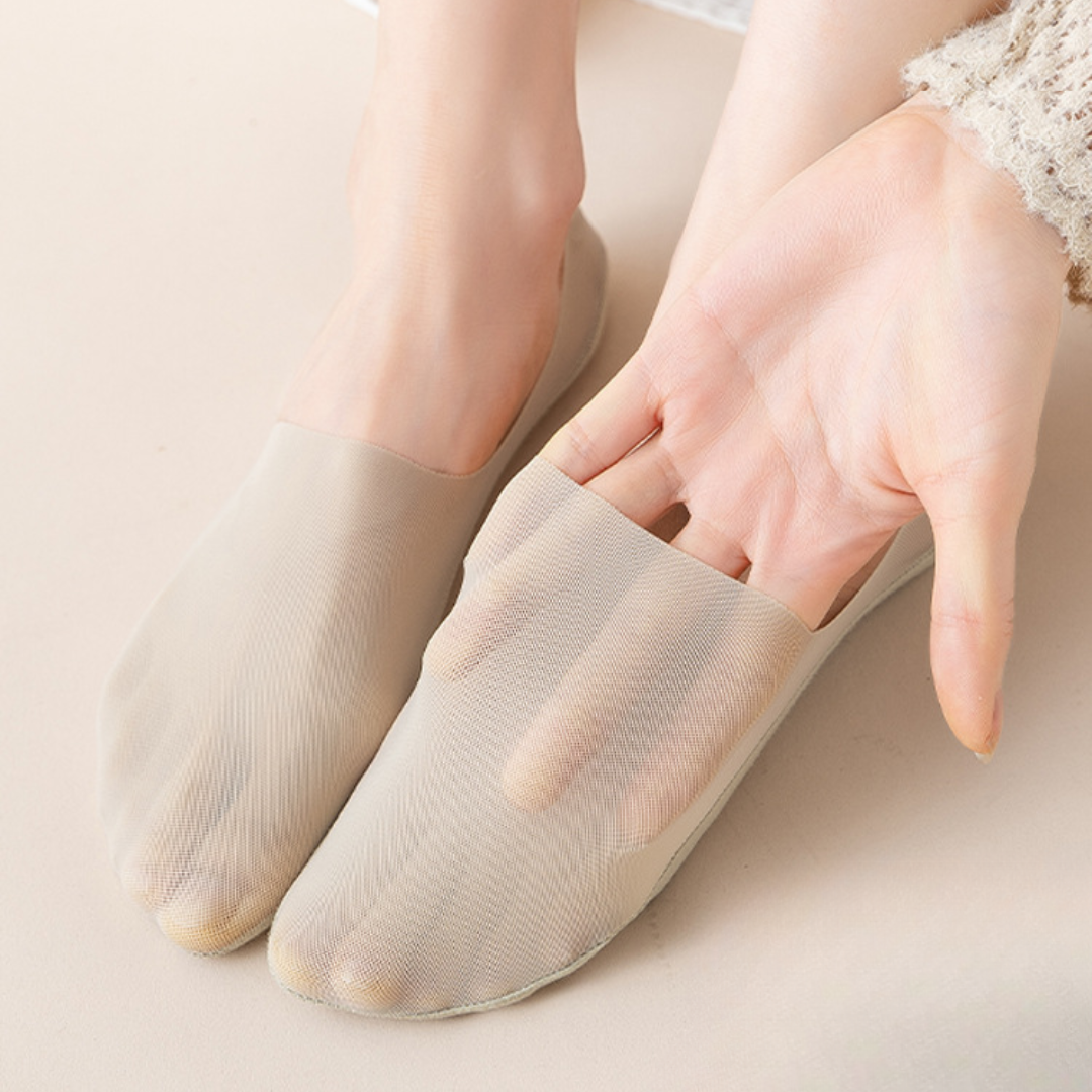 CMF Women Set 3 Ice Silk Socks Ultra Thin No Show Socks Breathable Smooth Cotton Non-slip