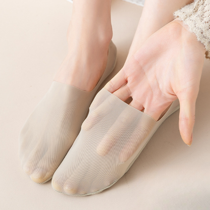 CMF Women Set 3 Ice Silk Socks Ultra Thin No Show Socks Breathable Smooth Cotton Non-slip